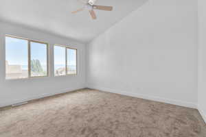 Master with vaulted ceilings and new carpet