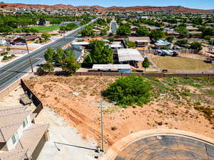 Bird's eye view with a mountain view