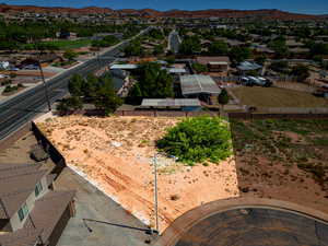 Drone / aerial view featuring a mountain view