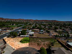 Aerial view featuring a mountain view