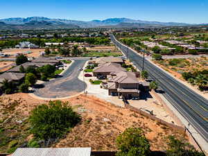 Drone / aerial view with a mountain view