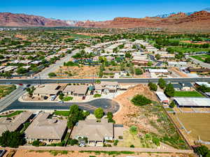 Drone / aerial view with a mountain view