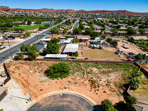 Drone / aerial view with a mountain view