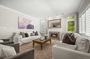 Living room with ornamental molding