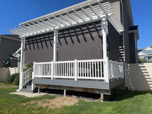 Back deck, Custom Pergola with adjustable shades