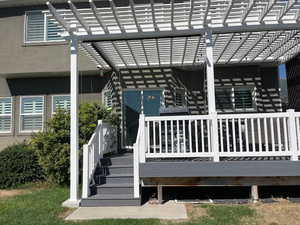 Back deck, Custom Pergola with adjustable shades