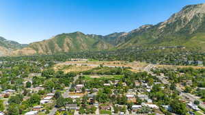 Drone view of Mount Olympus and surrounding mountains