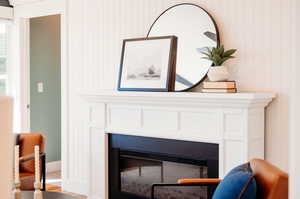 Living Room Detail showing electric fireplace.