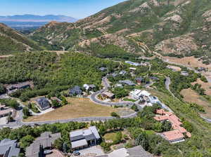 Aerial view featuring a mountain view