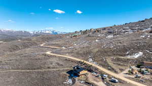 Bird's eye view with a mountain view
