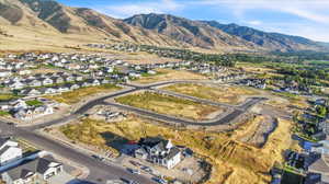 Bird's eye view with a mountain view