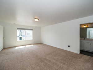 Empty room featuring carpet floors and sink