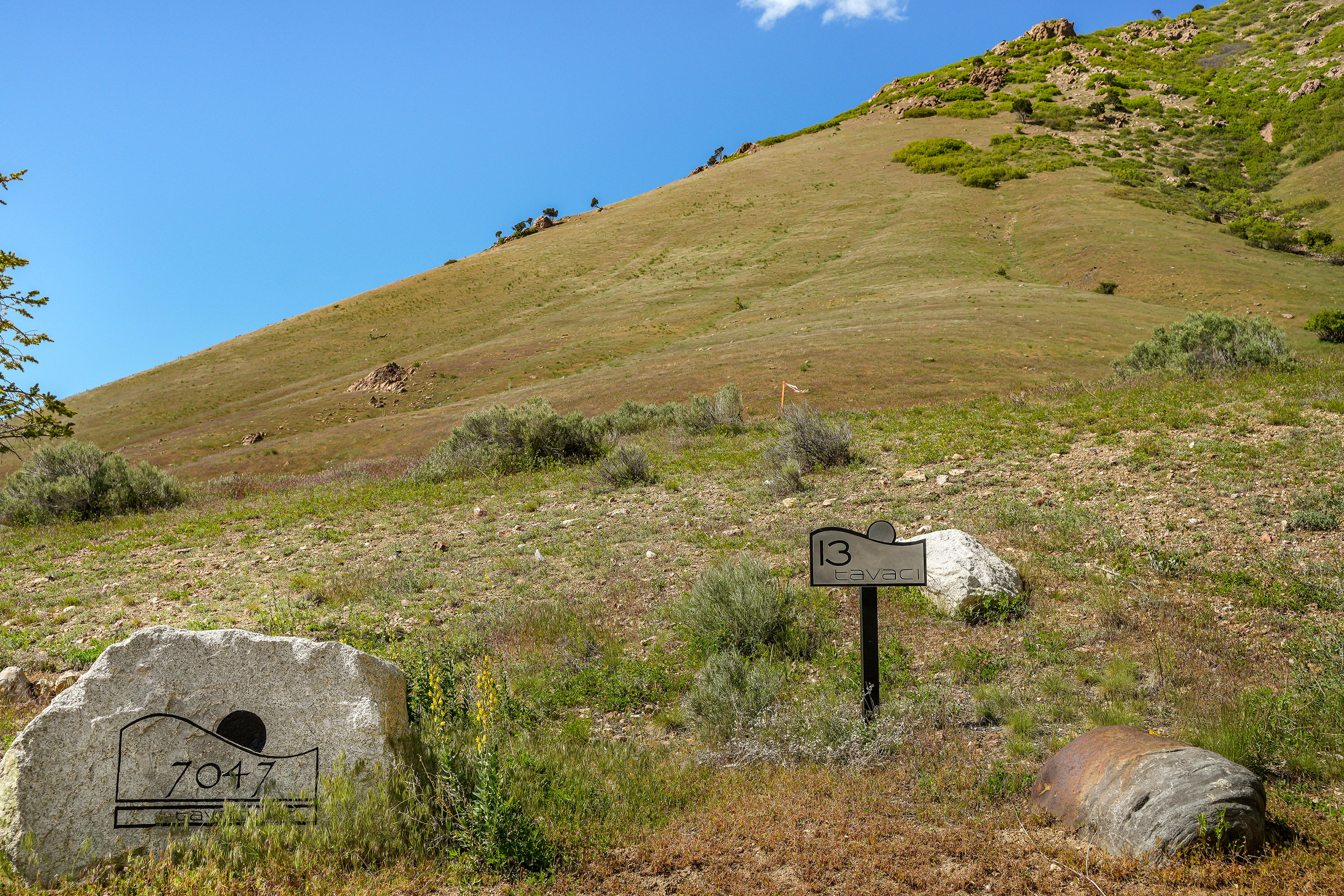 Exterior view of a mountainous background