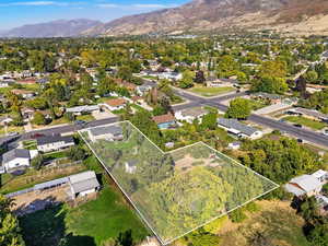 Aerial view featuring a mountain view