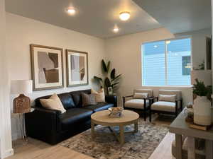 Photo of the Dawson Place model home, showing furnished example of similar floorplan.