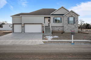 View of front of home with a garage