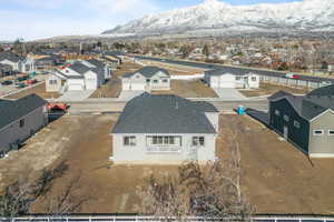 Drone / aerial view with a mountain view