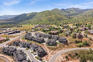 Aerial view with a mountain view