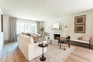 Living room featuring light wood-type flooring