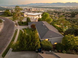 Aerial view at dusk