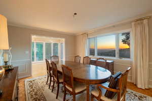 Beautiful dining room with incredible views of the Great Salt Lake at sunset