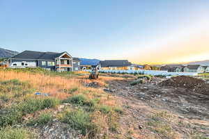 View of yard at dusk