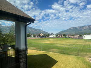 View of yard with a mountain view