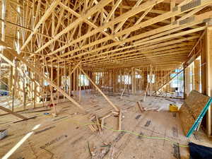 View looking from the kitchen into the great room towards the front of the house