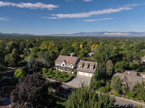 Aerial view with a mountain and valley views