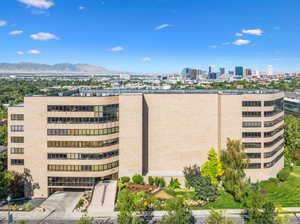 View of The Wilshire with the Oquirrh mountains and downtown Salt Lake City