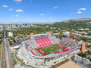 Rice Eccles Stadium with view of Salt Lake City