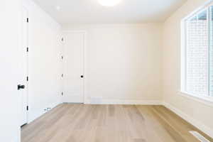 Empty room featuring light hardwood / wood-style flooring and a wealth of natural light