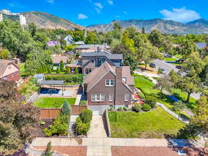 Drone / aerial view featuring a mountain view