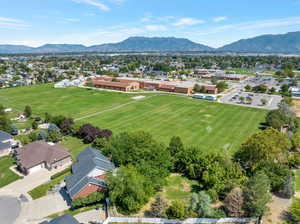 Drone / aerial view with a mountain view