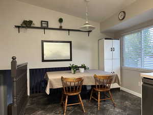 View of tiled dining space