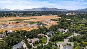 Aerial view with a mountain view