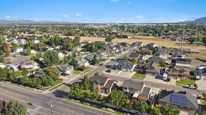 Drone / aerial view featuring a mountain view