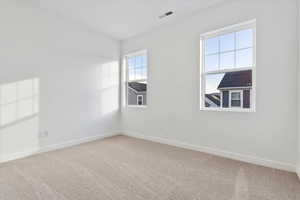 Unfurnished room with a wealth of natural light and carpet