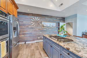 Unique accent wall in the kitchen