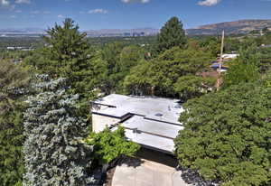 Drone / aerial view featuring a mountain view