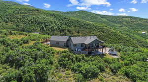 Drone / aerial view with a mountain view