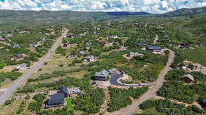 Aerial view featuring a mountain view