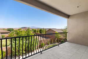 Balcony with a mountain view