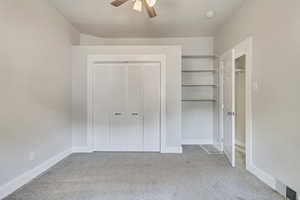 Unfurnished bedroom #1 with new doors and shelves