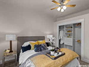 Staged bedroom #1 with closet organizer