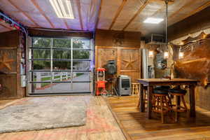 Interior space featuring wooden walls