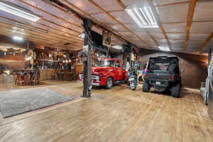 Garage with a workshop area