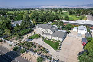 Aerial view featuring a mountain view