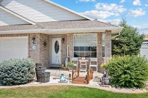 Property entrance with a garage