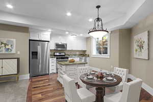 staged kitchen and dining area